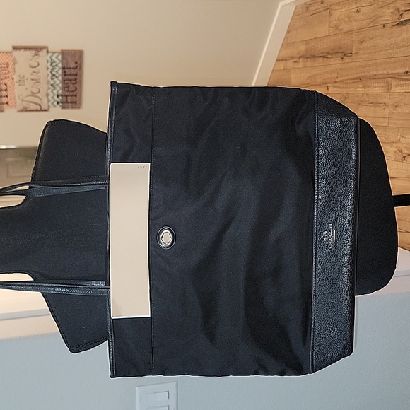 NWT Black Coach Nylon Leather Large Tote Shoulder Bag Purse F57903 - Picture 9 of 9